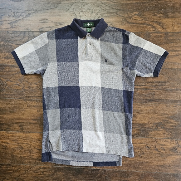 Vintage 90s Hunt Club Large Scale Check Polo Shirt Size Medium - Picture 1 of 4